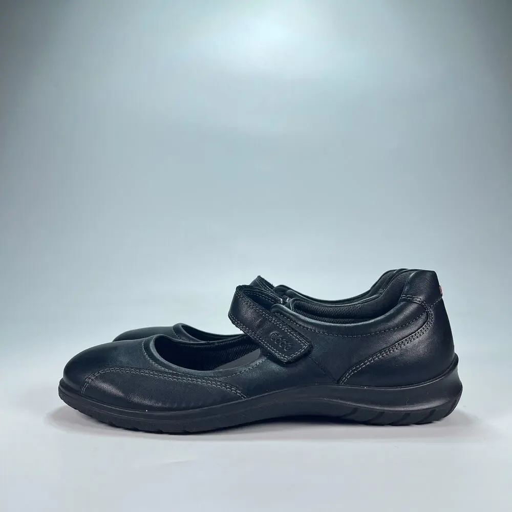 ECCO Dash Mary Jane Black Leather Comfort Flats Shoes Women's Size US 8.5 EU 39 - Picture 4 of 11